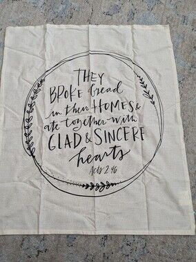 Mary & Martha Glad & Sincere Hearts Scripture Tea Towel - Cream with Black Print